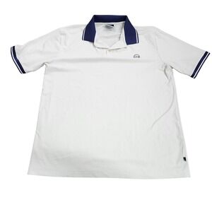 Good Good Polo Shirt Mens M White Solid Logo Mesh Short Sleeve Golf Casual